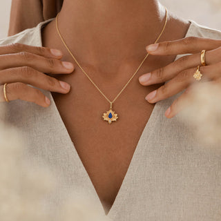 Lotus Lapis Lazuli Pendant Necklace