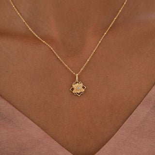 Lotus Double Layer Pendant Necklace