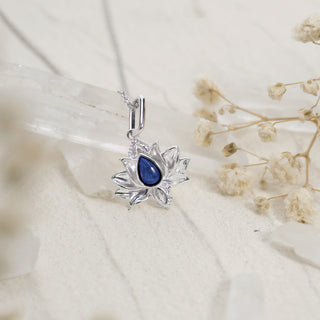 Lotus Lapis Lazuli Pendant Necklace