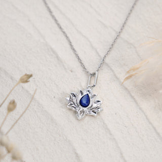 Lotus Lapis Lazuli Pendant Necklace