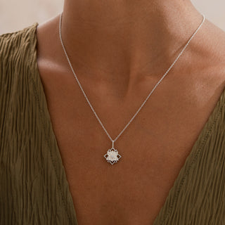 Lotus Double Layer Pendant Necklace