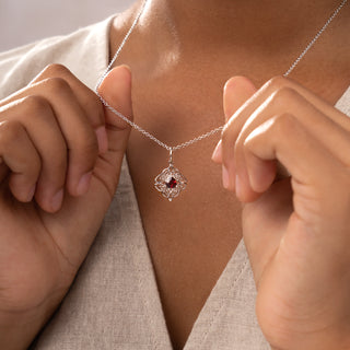 Dara Knot Garnet Pendant Necklace