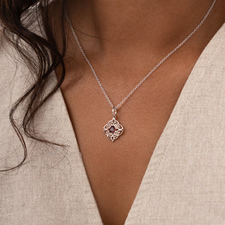 Dara Knot Garnet Pendant Necklace