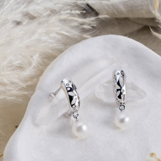 Orchid Pearl Huggie Earrings