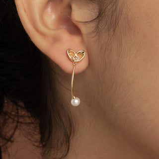 Mistletoe Pearl Twig Drop Earrings