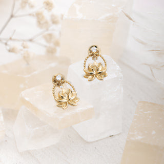 Lotus Unalome Stud Earrings