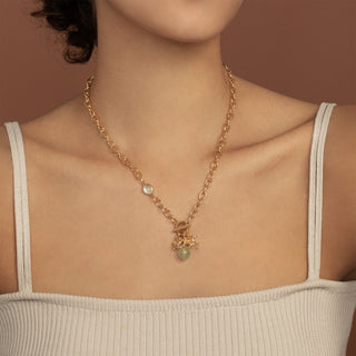 Mistletoe Prehnite Asymmetric T-Bar Necklace