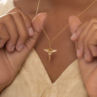Caduceus Stone Pendant Necklace