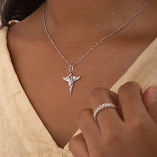 Caduceus Stone Pendant Necklace