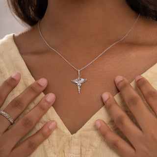 Caduceus Stone Pendant Necklace