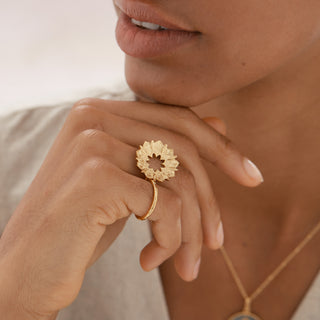 Mandala Open Circle Statement Ring
