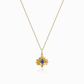 Lotus Lapis Lazuli Pendant Necklace