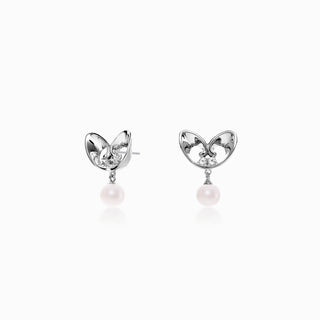 Mistletoe Love Heart Pearl Drop Earrings
