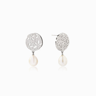 Dangling Pearl Hollow Out Orchid Studs