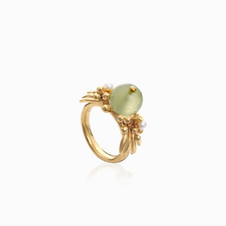 Mistletoe Prehnite Statement Ring